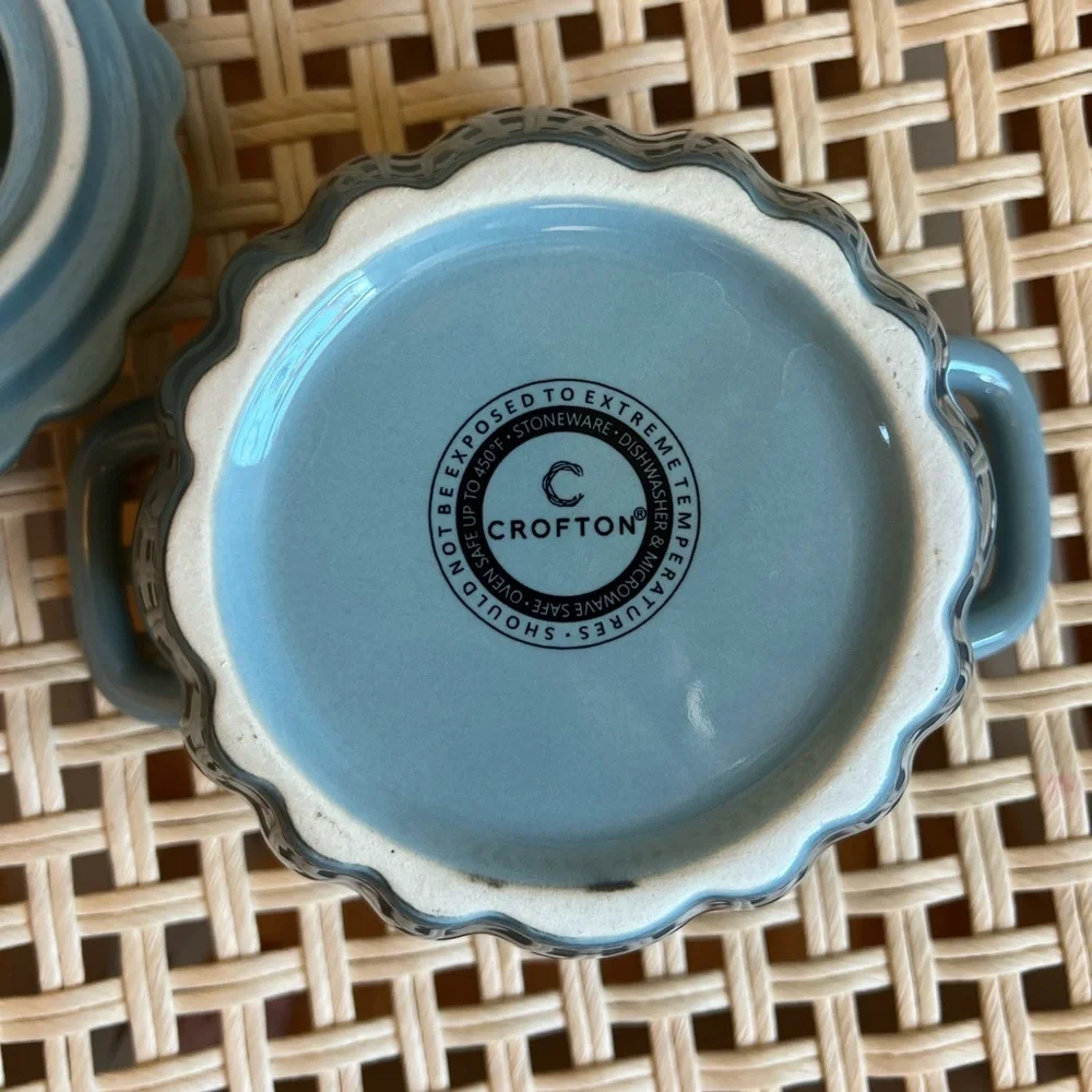 Crofton Pumpkin Cocotte – Blue Stoneware Mini Casserole Dish Fall Kitchenware